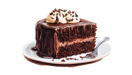 Delicious Chocolate Fudge Cake Slice Sweet Dessert Creamy Whipped Topping Rich Indulgent Treat food 