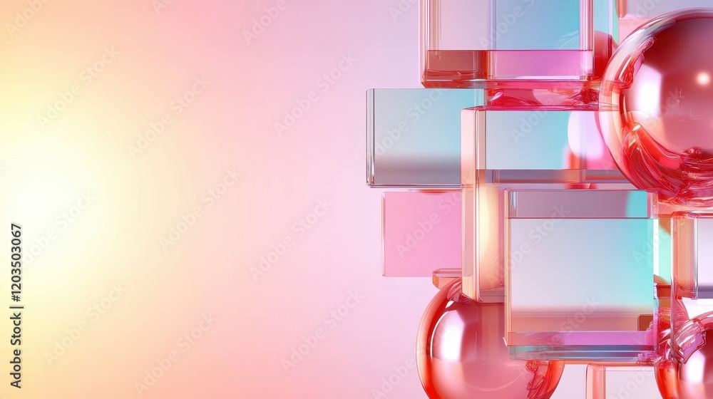 Poster this image features a composition of transparent geometric shapes in bold colors, creatively layered