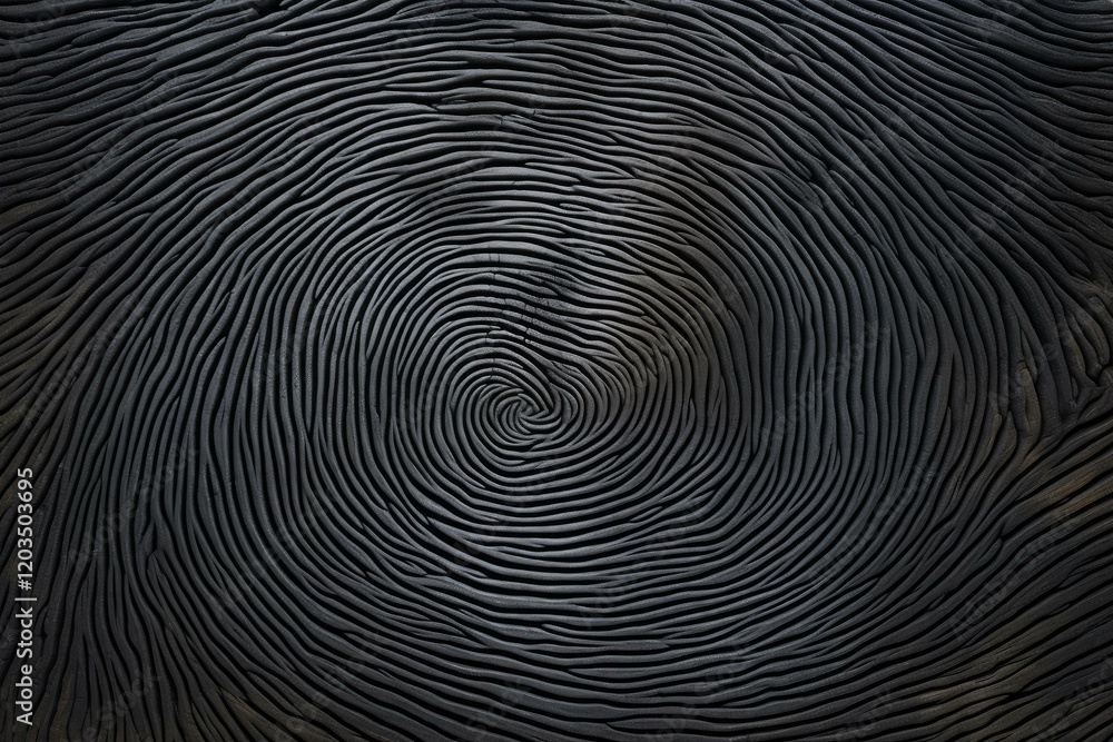 Poster close up of dark wood grain forming concentric circles, creating an abstract and mesmerizing pattern