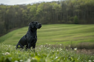 Close-up of a Kuvasz dog with expressive eyes on beige background.. Beautiful simple AI generated image