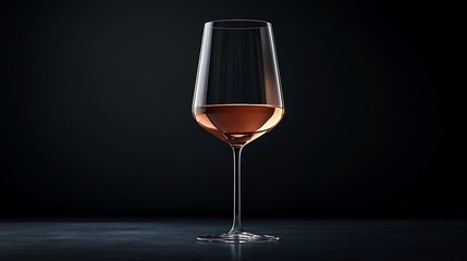 Elegant rose wine glass softly illuminated against dark background. AI Generated