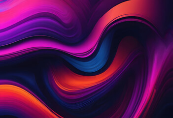 Dark abstract banner background, vibrant texture purple magenta orange blue glowing gradient vortex shape black backdrop design.