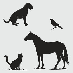 different animal breed silhouette vector design art and illustration