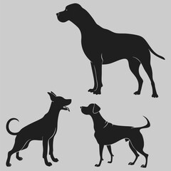 different dog breed silhouette vector design art and illustration