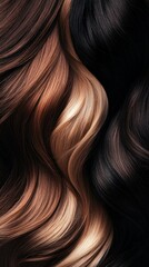 Fototapeta premium Modern hair color shades poster featuring dark tones, from deep black to espresso and warm chocolate browns, sleek and minimal design.