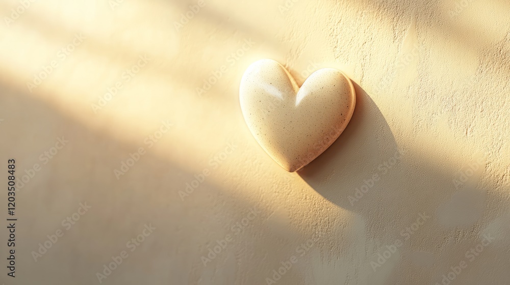 Poster a simple beige background with a small, subtle heart icon in the corner