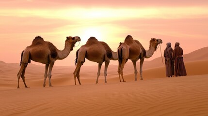 Desert Sunset Camel Caravan