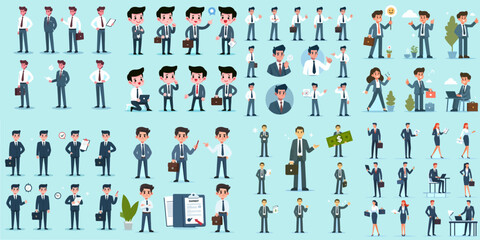 businessman cartoon character bundle illustration