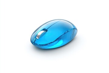 A vibrant blue wireless mouse with a modern design on a pure white background.