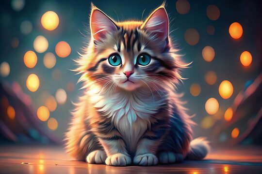 Adorable Kitten with Crossed Paws, High Depth of Field Stock Photo