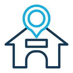 Home Location Icon With Outline Color Style
