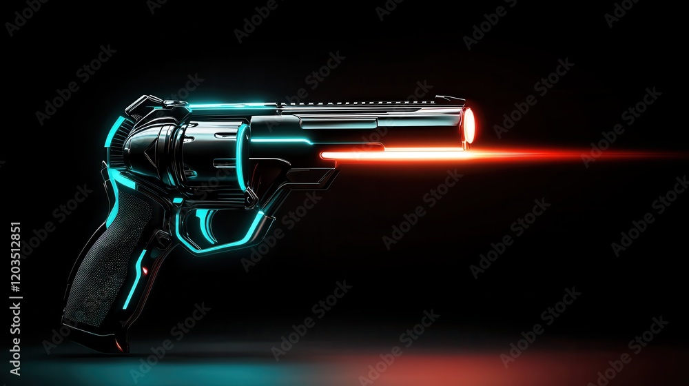 Poster this image features a dynamic futuristic gun showcasing sci-fi vibes and advanced design, enhanced w