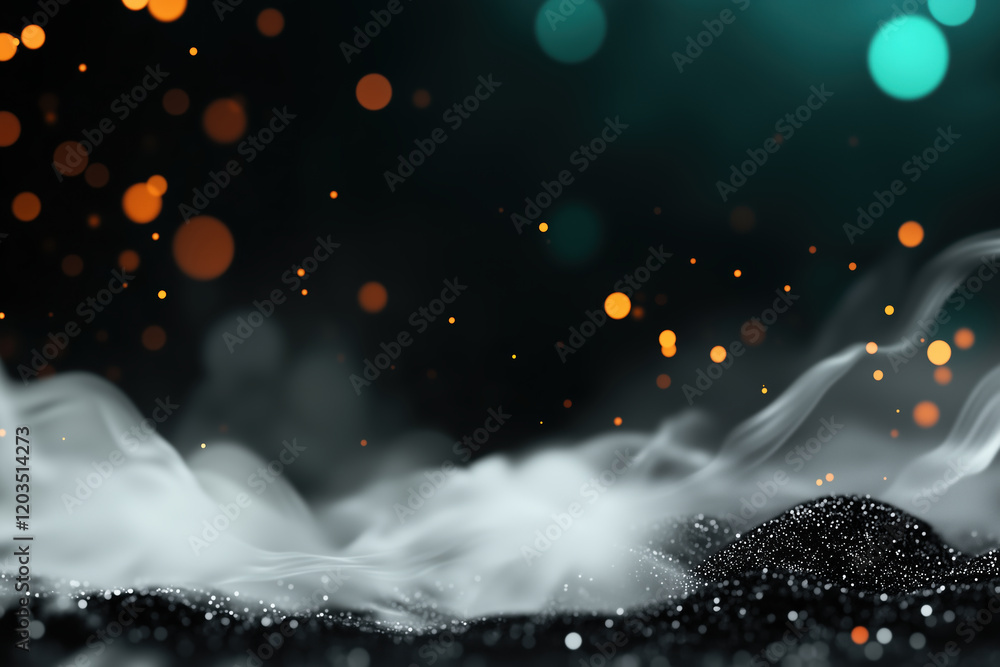 Canvas Prints white smoke with glowing particles on black background. abstract and atmosphere content
