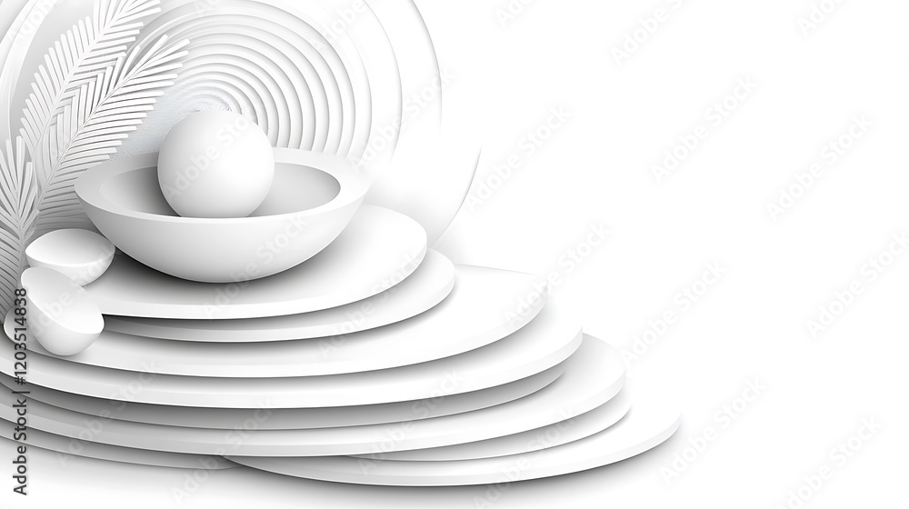 Poster abstract white sci-fi style vector design with geometric shapes