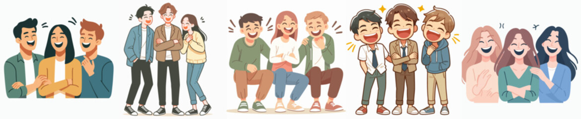 illustration of people laughing together. cheerful