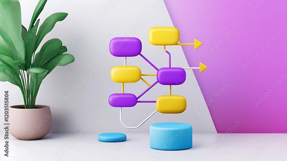 Poster modern flowchart design in clean vector style with colorful elements