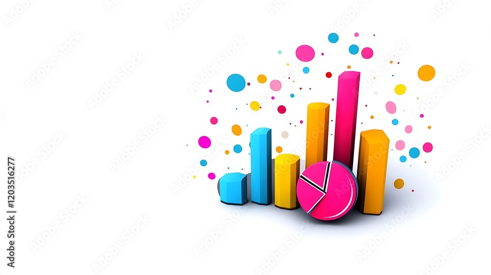 Aufkleber colorful vector infographic with chart and graph elements on white background