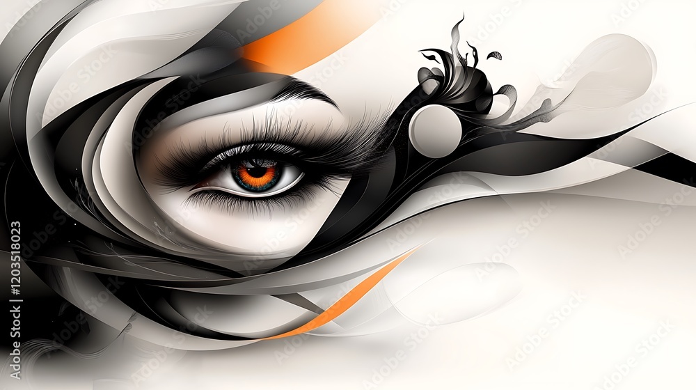 Poster abstract vector artwork with concentric patterns and eye design