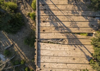 Aerial Drone View of Weathered Wooden Plank Texture, Rustic Surface Background