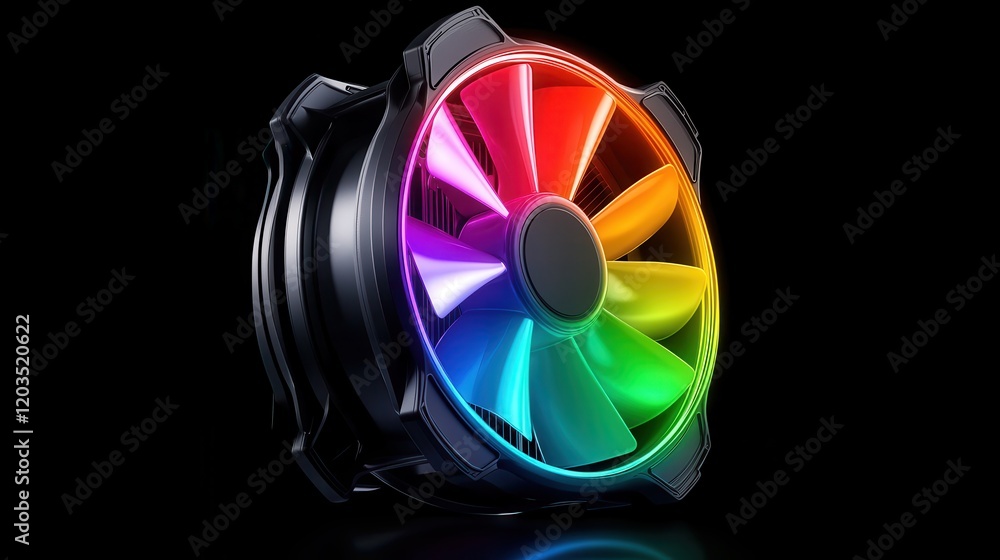 Poster this dynamic image highlights a colorful rgb computer fan, featuring a striking design and vivid col