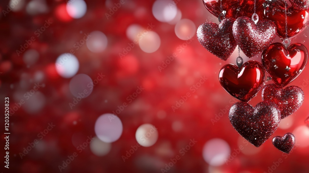 Poster a stunning cluster of shimmering red hearts creates a romantic atmosphere, symbolizing love and conn