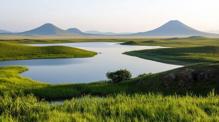 Serene Lake and Rolling Hills