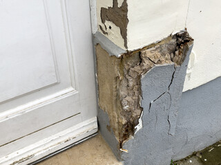 Structural damage to a house that is in need of renovation