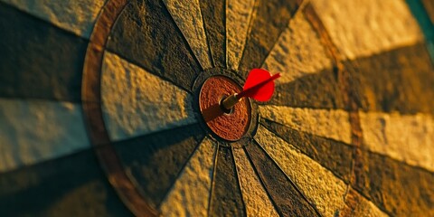 bullseye target or dart board has red dart arrow throw hitting the center of a shooting for business targeting and winning goals business concepts., Generative AI
