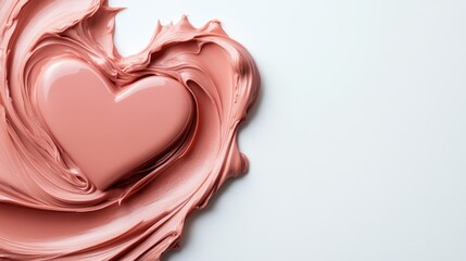 A creative composition featuring a heart shape crafted from smooth paint swirls, reflecting love and creativity against a soft background, ideal for artistic expression.