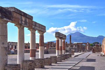 The Civil Forum, focal point of all the main public buildings in the archaeological site of Pompei,...