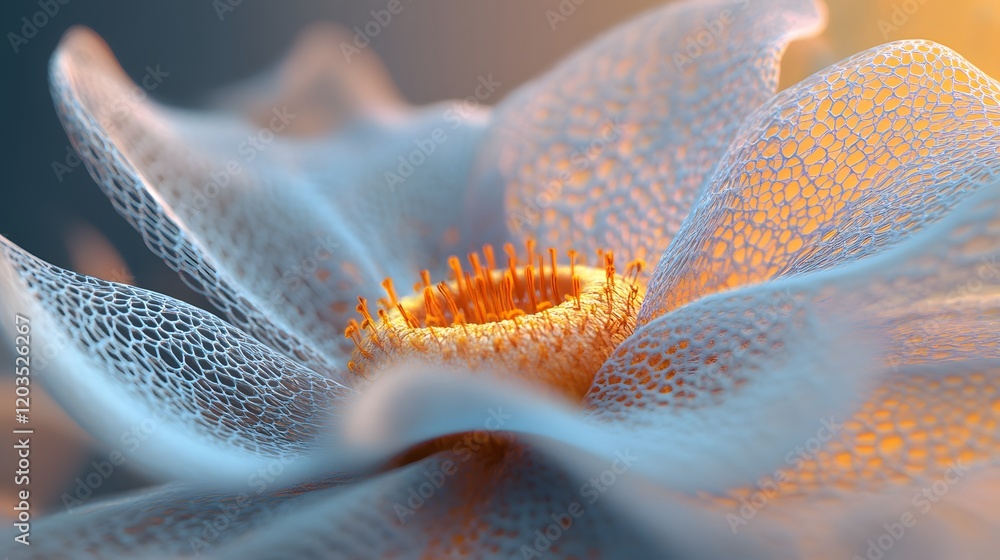 Poster abstract floral design with intricate cellular structure