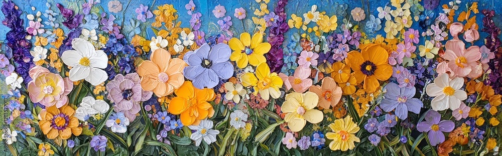 Poster a breathtaking collection of spring flowers bursts with color, featuring an array of blossoms in sha