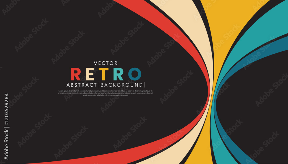 Poster retro colors wave lines 70s background.colorful background with wavy lines and vibrant design elemen