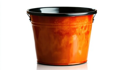 This high-resolution image features a bright orange bucket with a black handle, showcasing simplicity and practicality in a visually striking manner.