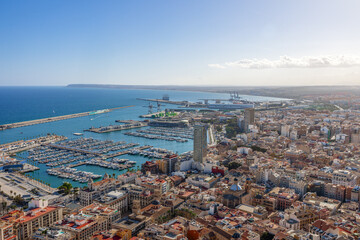 Aerial view of european city with apartments and houses