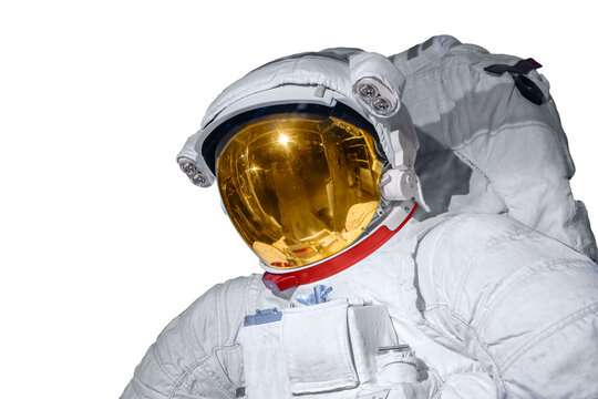 Working spacesuit against white isolated background closeup