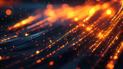 2. A close-up of data cables and fiber optics glowing, symbolizing fast internet connection and dependable hosting