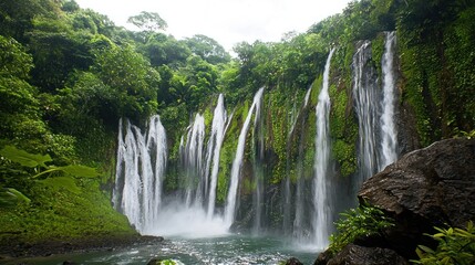 Fototapeta premium Lush Jungle Waterfall