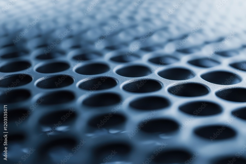 Poster close-up of a textured surface showcasing intricate circular patterns reflecting light and shadows i