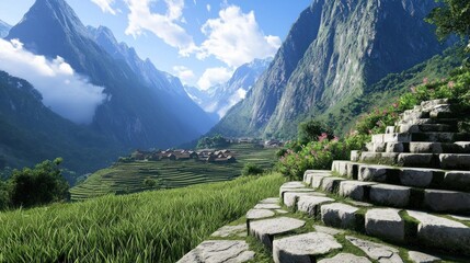 Mountain Village Valley Landscape