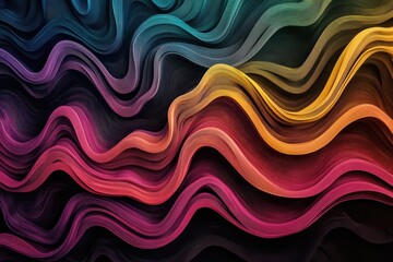 Waves of vibrant colors dance across a dark canvas, creating a mesmerizing visual tapestry reminiscent of abstract art forms. Generative AI