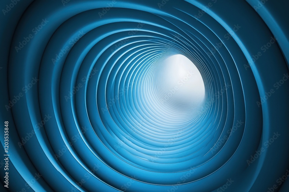 Poster intriguing spiral of a blue tunnel inviting exploration and curiosity in an abstract world. generati
