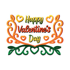 Lettering & Typography of Happy Valentine’s Day Vector Illustration, Romantic Design Art.