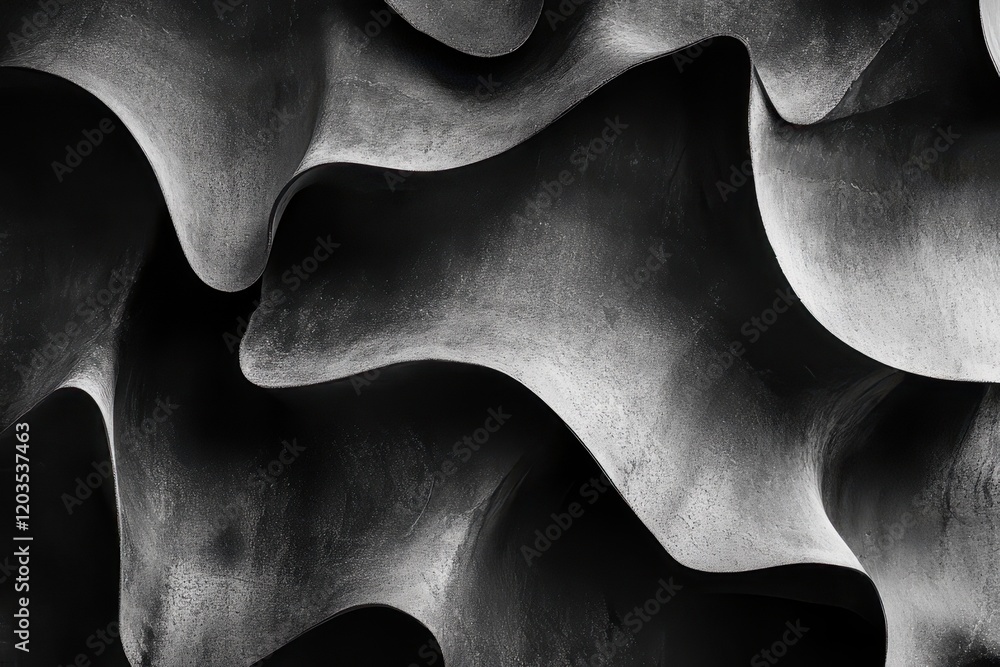 Poster organic curves and abstract forms create a captivating monochrome composition in a modern architectu