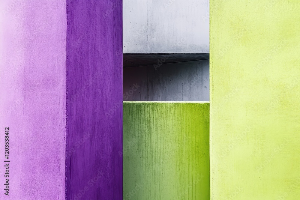 Poster colorful geometric structures create a vibrant urban landscape in an abstract architectural display.