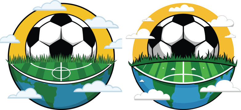 vibrant and minimalistic flat illustration style t-shirt design for youth, featuring a soccer theme. 