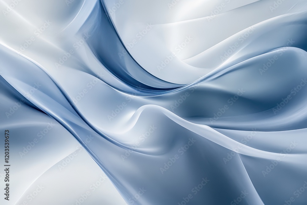 Poster flowing elegance of soft blue fabric creating a serene and dreamy atmosphere in a delicate interplay
