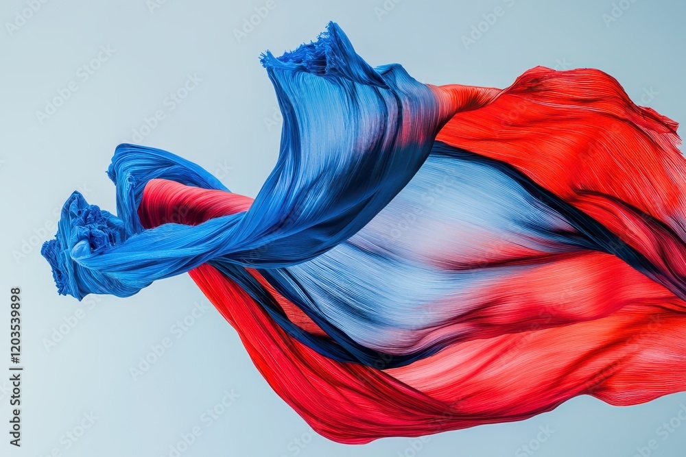 Poster flowing fabric dances in vibrant hues, creating a mesmerizing spectacle of color and motion in the c