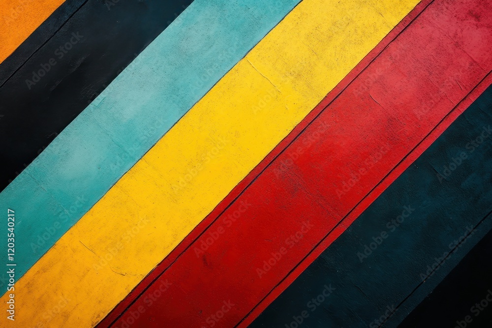 Poster vibrant diagonal stripes in bold colors create a striking visual on a textured surface. generative a