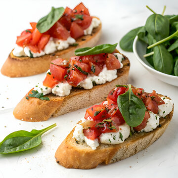Rustic Italian Bruschetta with Concasse Tomatoes: A Delicious Appetizer set food meal menu wine tasty